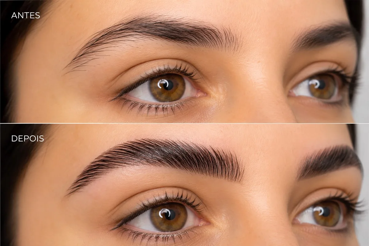 BROW LAMINATION na DM Clinic, antes e depois