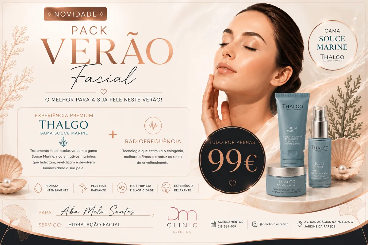 TRATAMENTO THALGO — PACK FACIAL PREMIUM + RADIOFREQUÊNCIA na DM Clinic